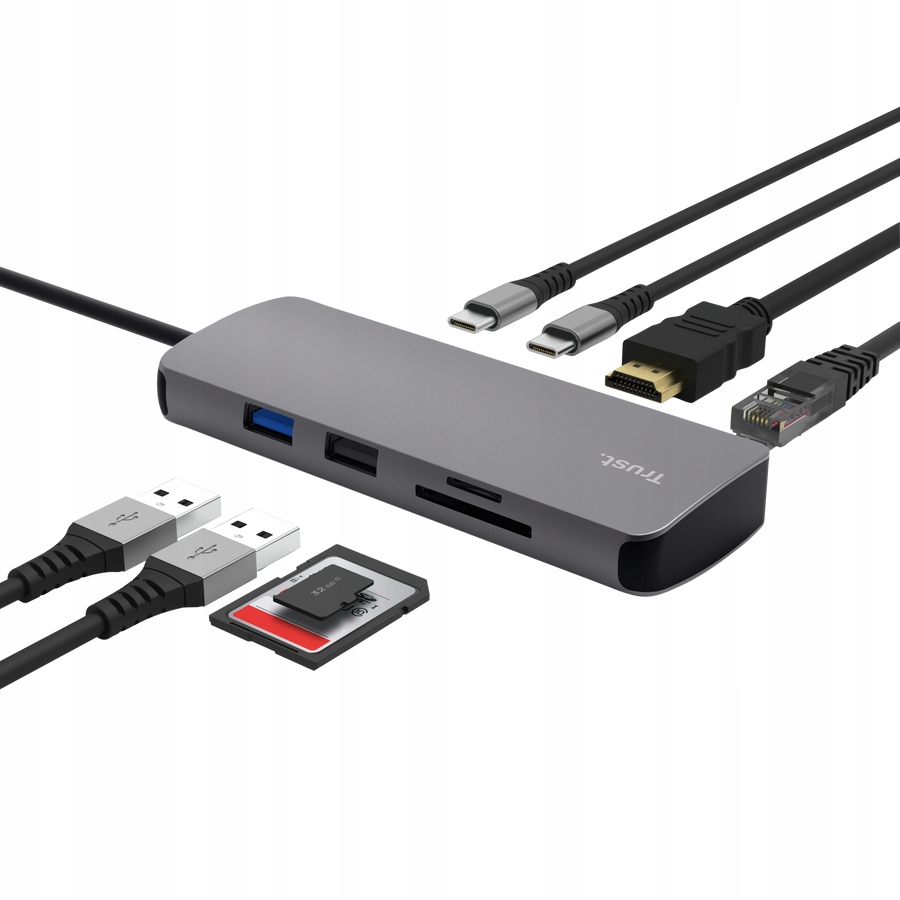 Trust 25672 hub Usb-c do Usb-a Usb-c Hdmi Czytnik Rozdzielacz Rozgałęźnik