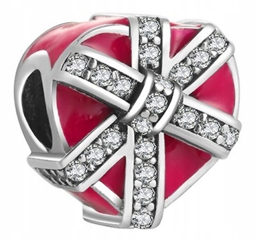

Charms Kokardka czerwone serce srebro 925