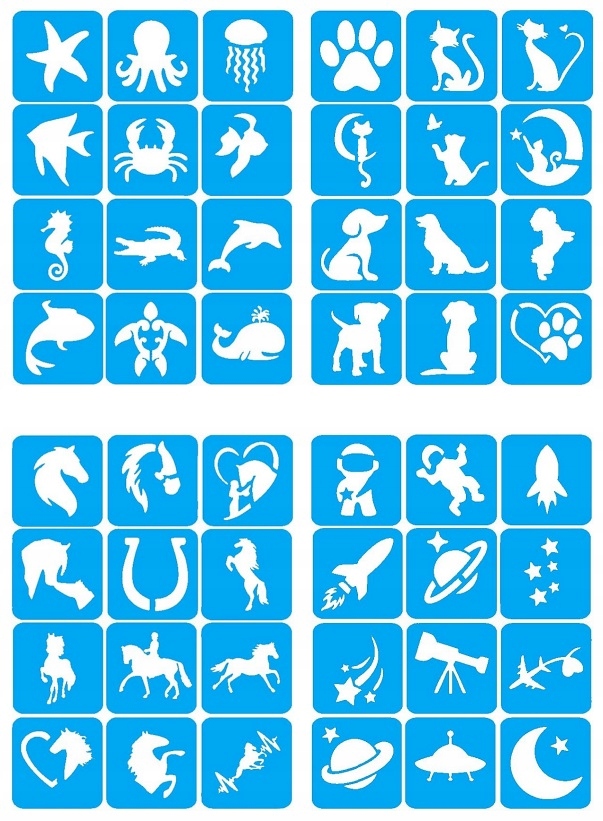 Szablony do tatuaży brokatowych, Tatuaże brokatowe - mix 100 sztuk Model Szablony do tatuaży brokatowych