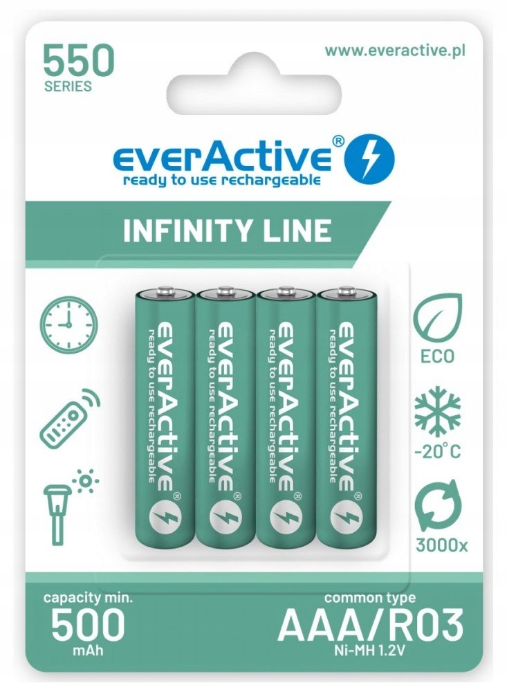 EverActive Akumulatory R03/AAA 550 mAH blister 4 szt. Infinity Line technol