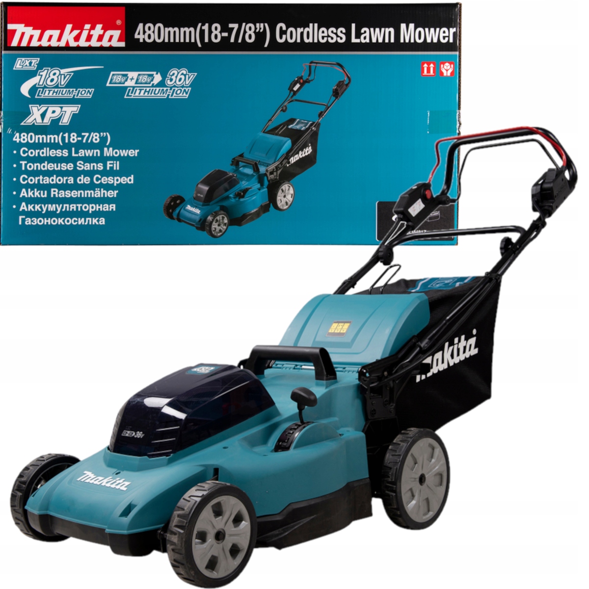 

Samobieżna Kosiarka 2x18V 48cm 62L DLM481Z Makita