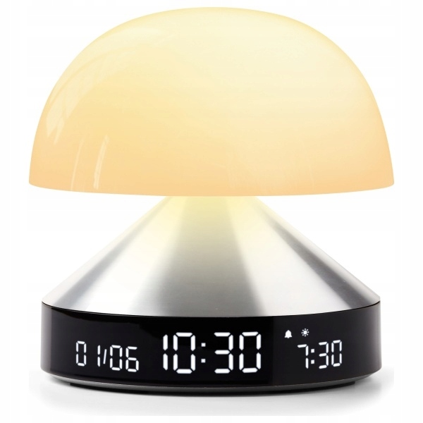 Budík s lampičkou Lexon Mina Sunrise stylový Led 9 barev akumulátor s Usb-c konektorem