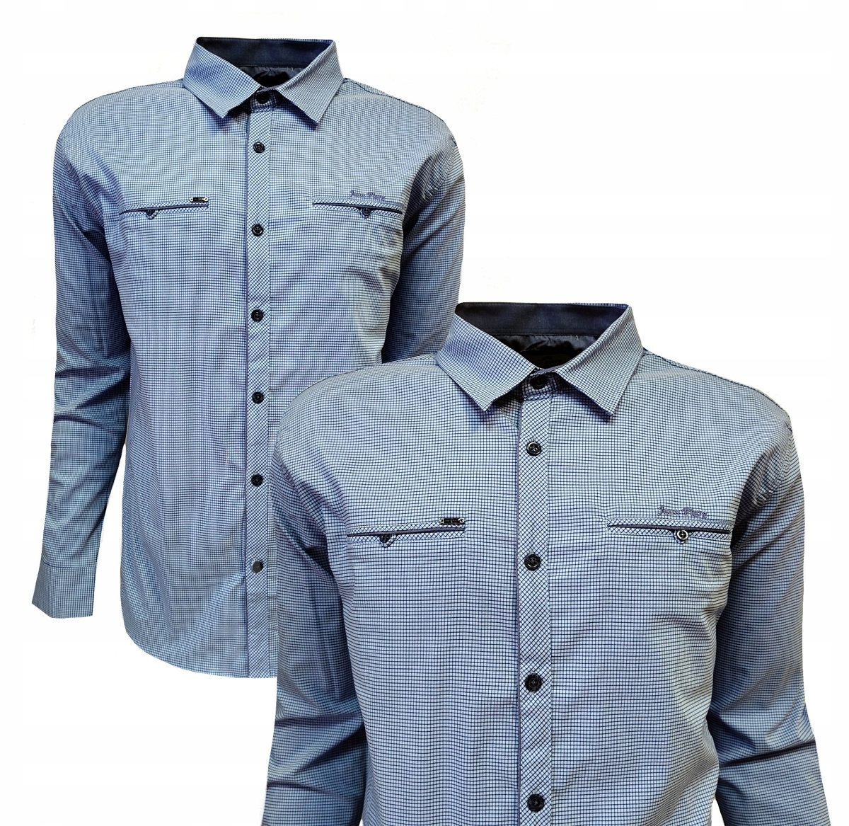 Pánská sportovní košile vzor kostkovaná modrá Bagarda L