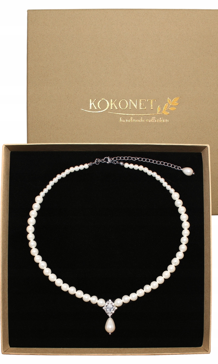 Stříbrná perlová kolia náhrdelník Elegantní vintage módní nastavitelný Slzka