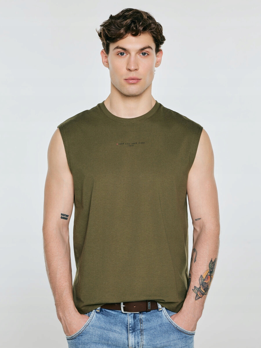 Big Star Tričko bez rukávů khaki Irrer 303 XL