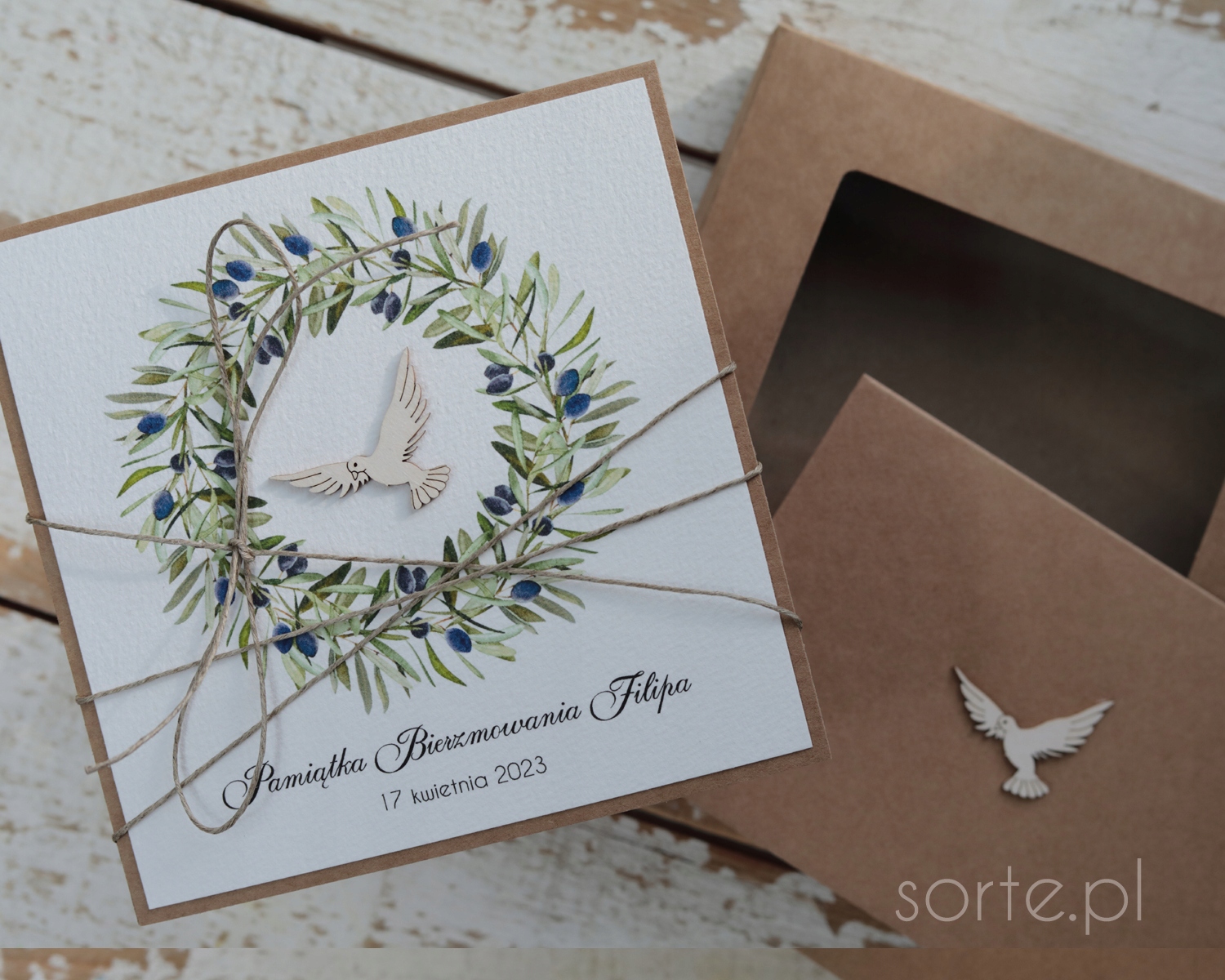 Ručně vyráběné biřmovací přání s krabičkou