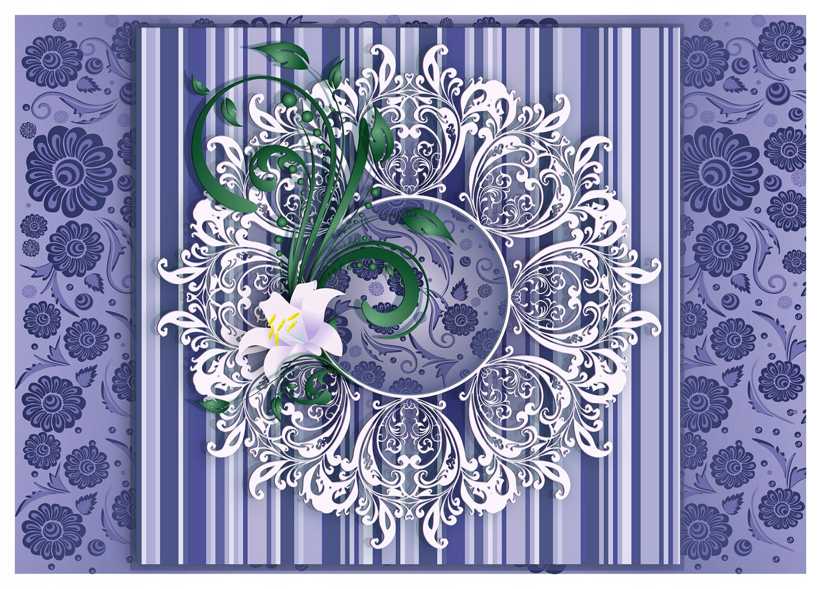 Fototapeta Modré lilie Květiny Abstrakce Ažur Elegance 200x140 lepidlo