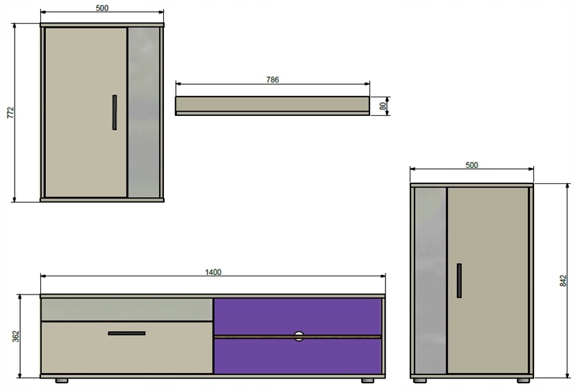 Meblościanka Berno dąb sonoma jasna Stan opakowania oryginalne