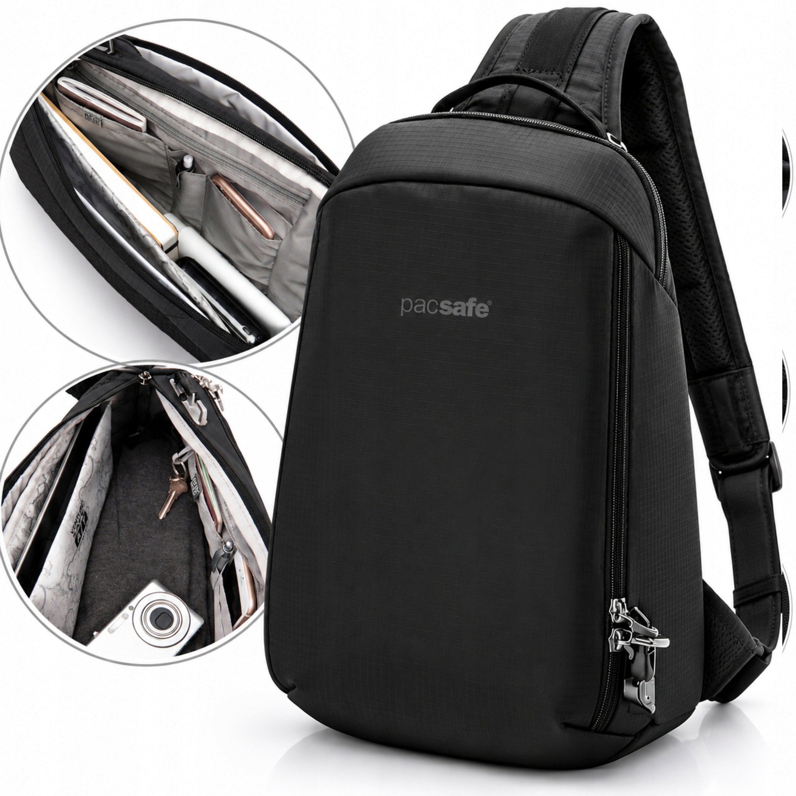 Batoh Proti Krádeži Pacsafe Vibe 325 Rfid Černý Sling Bag Přes Rameno