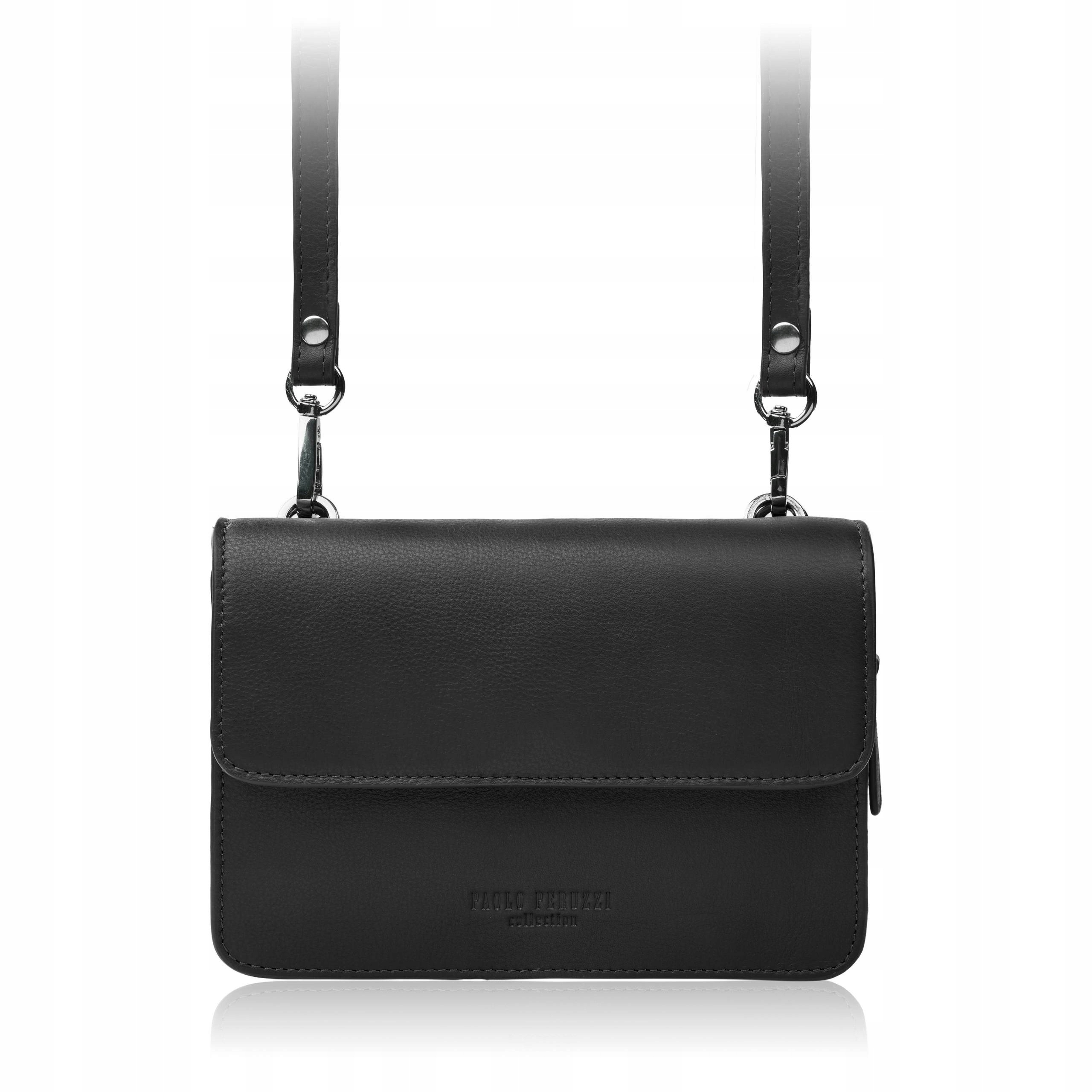 Malá dámská kožená kabelka psaníčko 2v1 černá Paolo Peruzzi