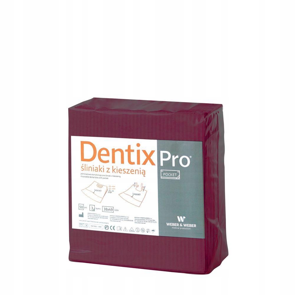 

DentixPro śliniaki jednorazowe Burgundowy 50 szt.