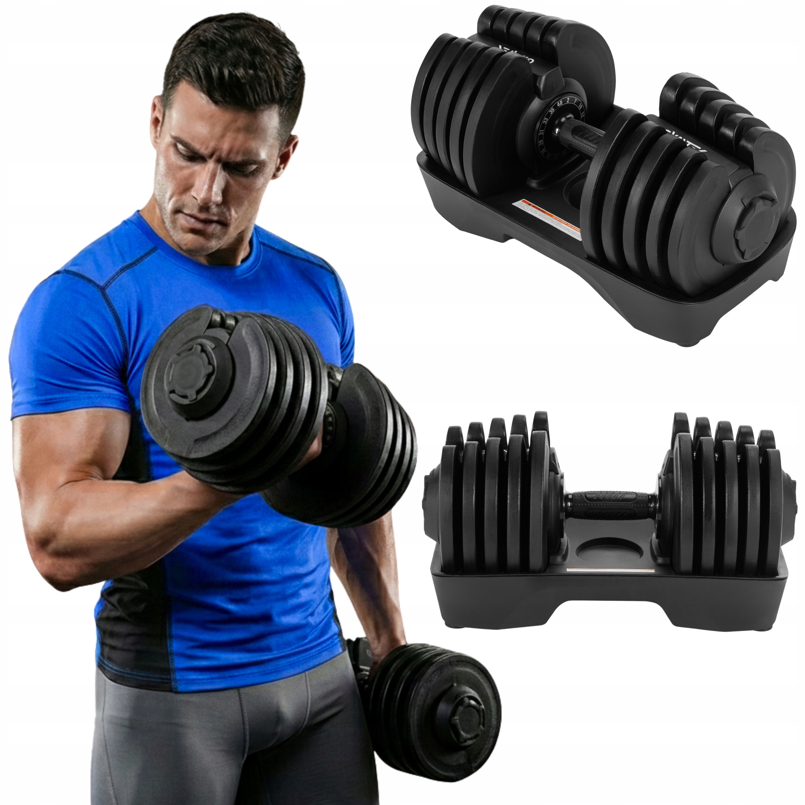 Hantel Regulowany Do Ćwiczeń Szybki System Zmiany Ciężaru 2-40 Kg Gymtek