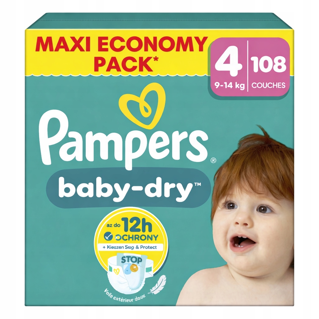 Pampers Baby Dry Rozmiar 4 108 Szt Pieluchy 9-14KG Paka
