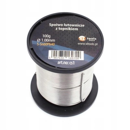 Cyna do lutowania z topnikiem 1.0 100gr rolka