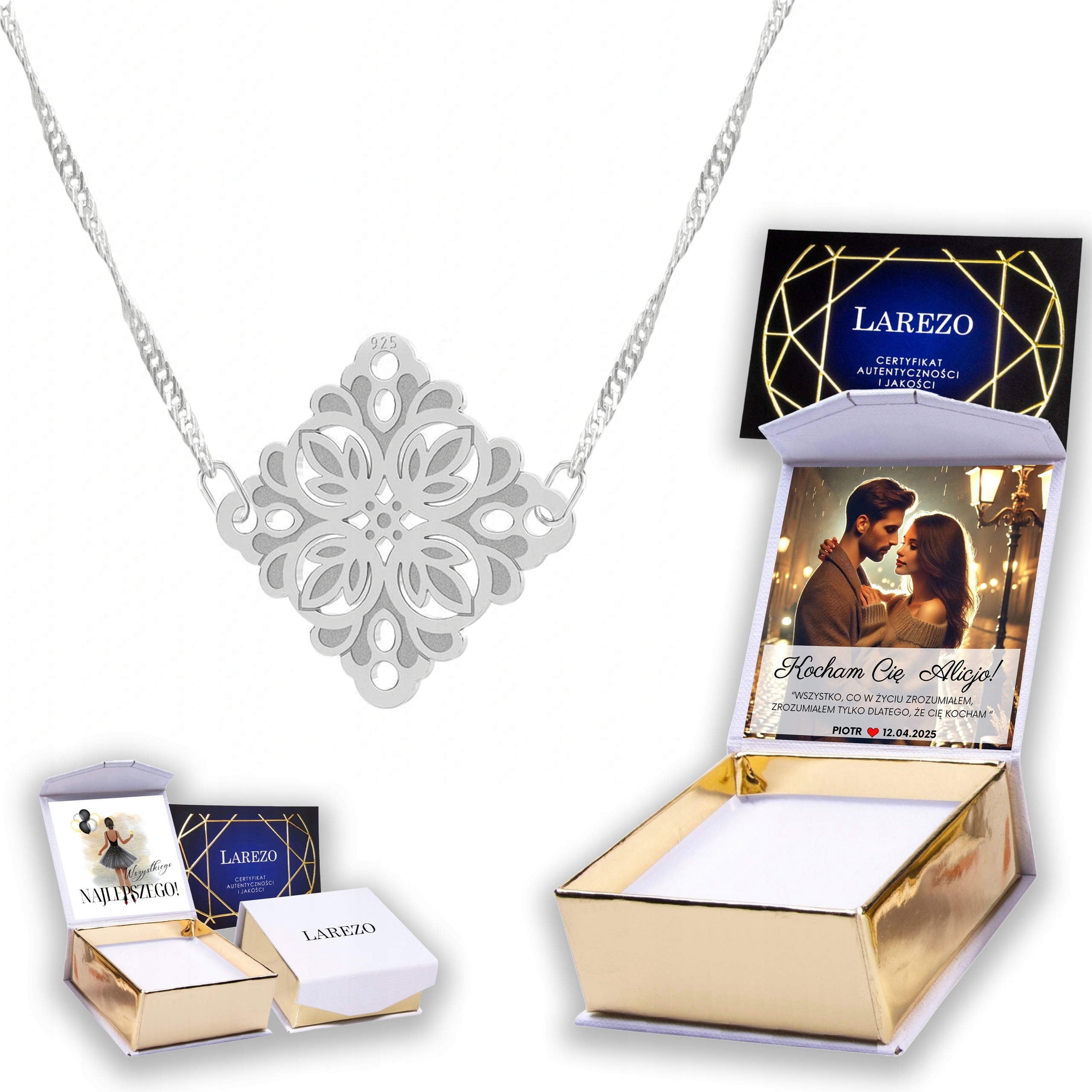 Stříbrný náhrdelník 925 Ažurový spojovací díl Ažur Vlastní Potisk