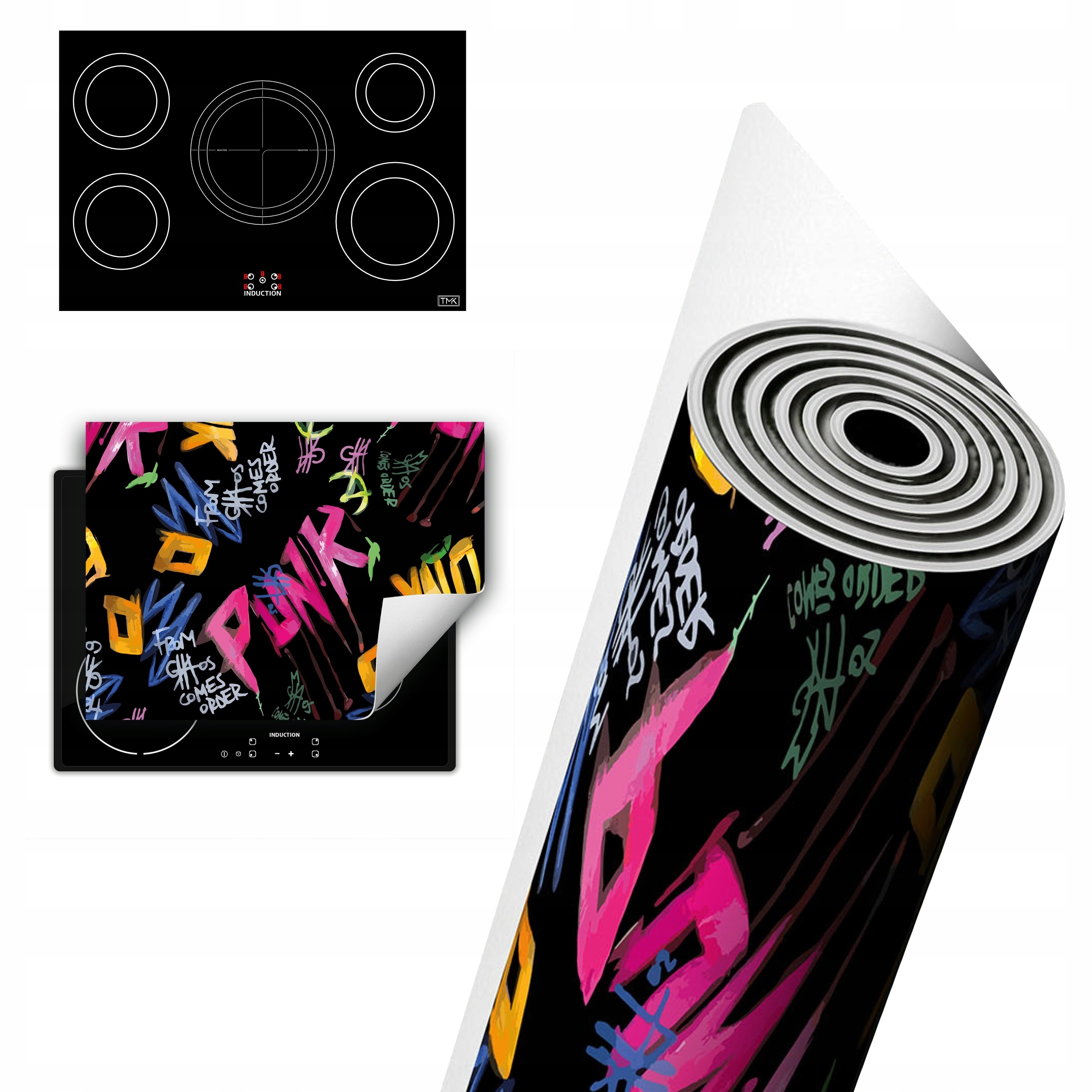 Vinylová Ochrana Na Indukci Desky 80x52 černá punková