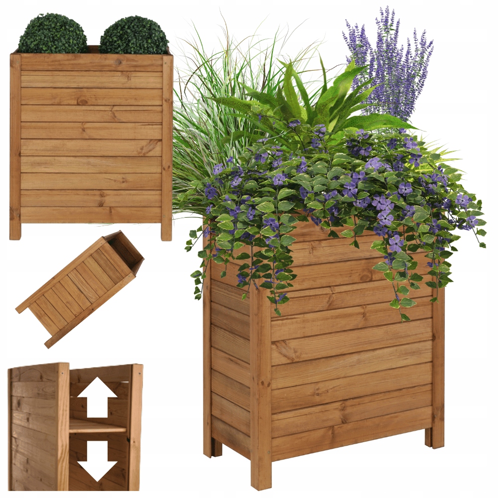 Skrzynia donica doniczka Wysoka ziołownik Regulowane Dno 72,5x68x30cm Eko