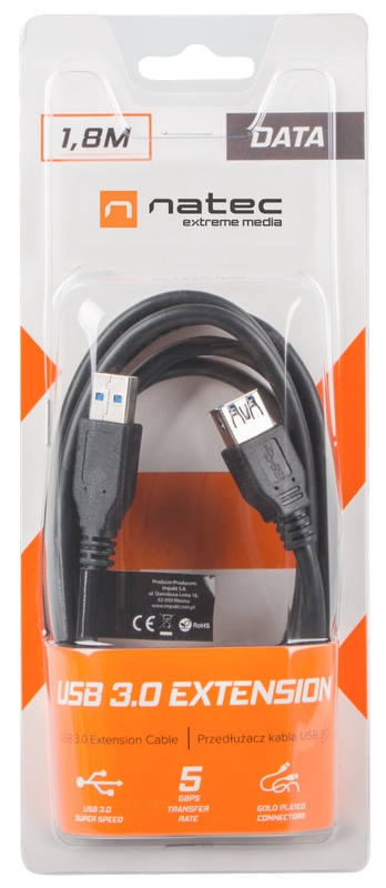 PRZEDŁUŻACZ Kabel Przewód USB M/F 3.0 1.8M SZYBKI Kod producenta NKA-0469