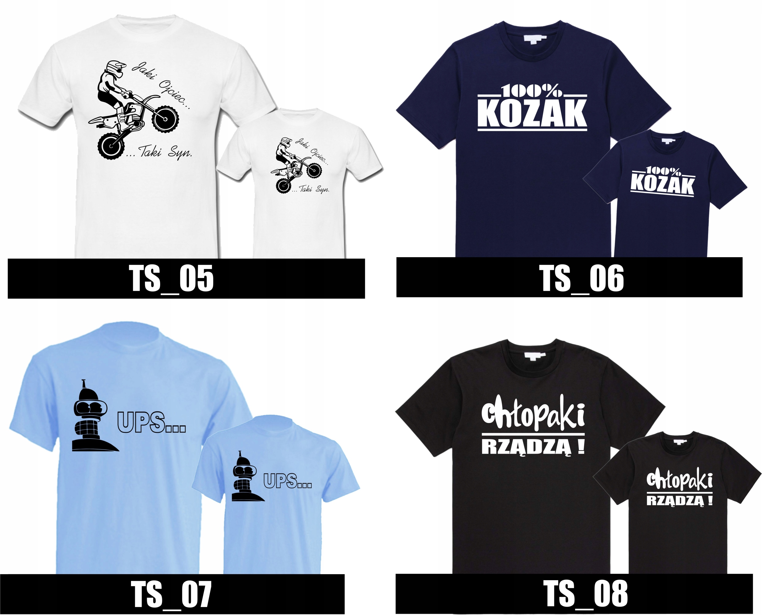 SUPER KOSZULKI DLA TATY I SYNA *KOMPLET* Rozmiar XL