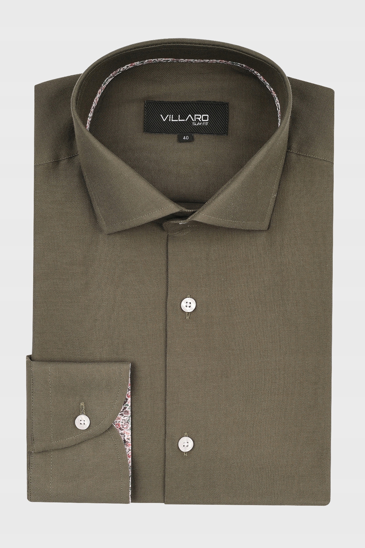 Zelená pánská košile s šikmým vzorem, propletení 45-176/182 Slim Fit