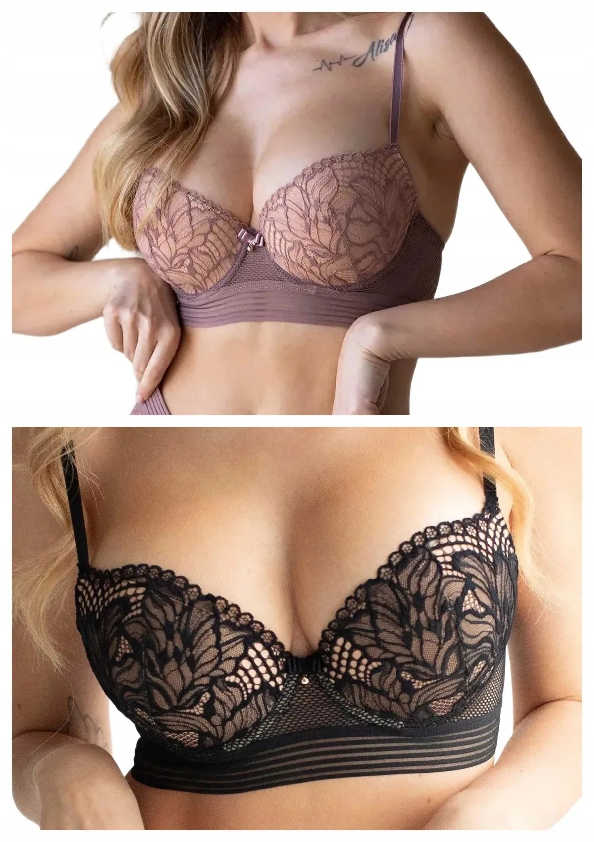 Kleo Ariel 3583 krajková push-up podprsenka 2 ks cappuccino černá 75B