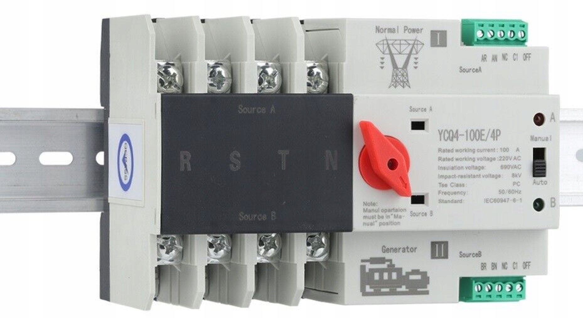 Automatyczny Przełącznik Zasilania Ats Sieć Agregat 125A 4P 3-Faz