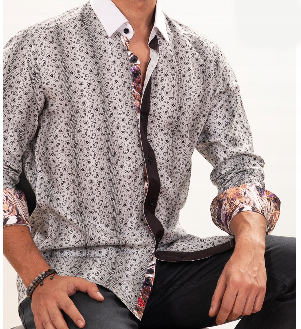 Pánská košile Engarde od Mondo Bavlněná Paisley Kontrast