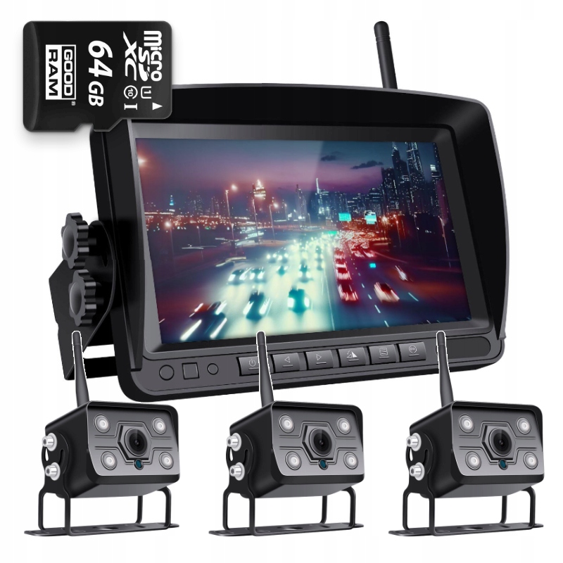 Bezdrôtový Cúvací Set Ips 3 Kamery Fhd 64 Gb