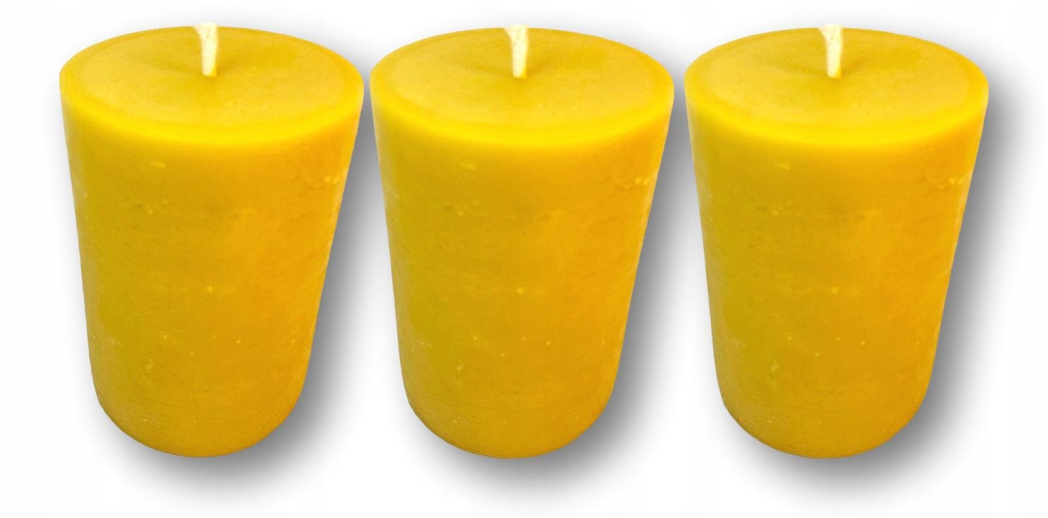 3X Dekorativní Svíčka lana z přírodního včelího vosku Válec 13 cm/9 690 g
