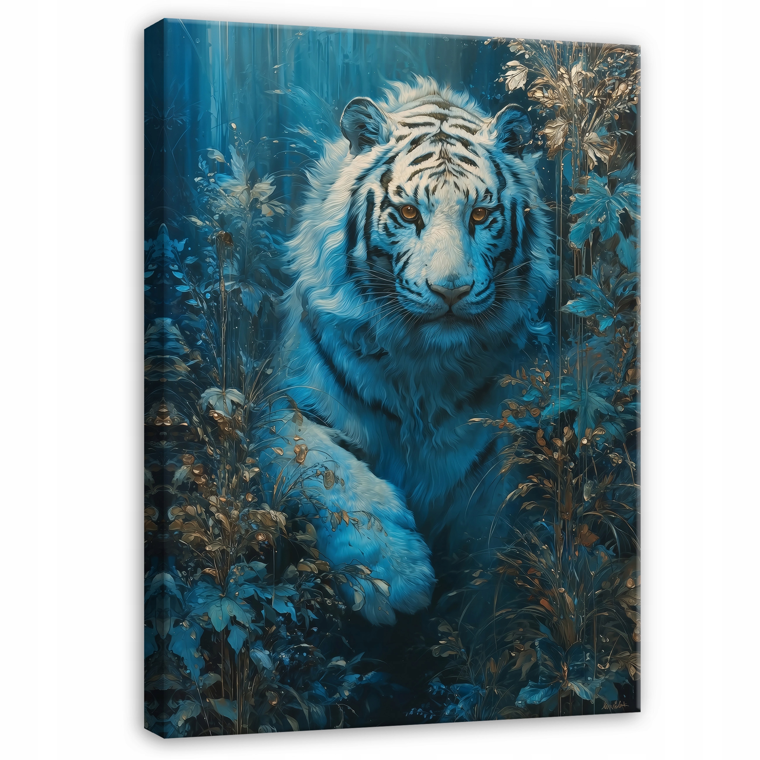 Obraz Bílý Modrý Tygr Zvíře Do Předsíně Kanceláře Moderní 100x70