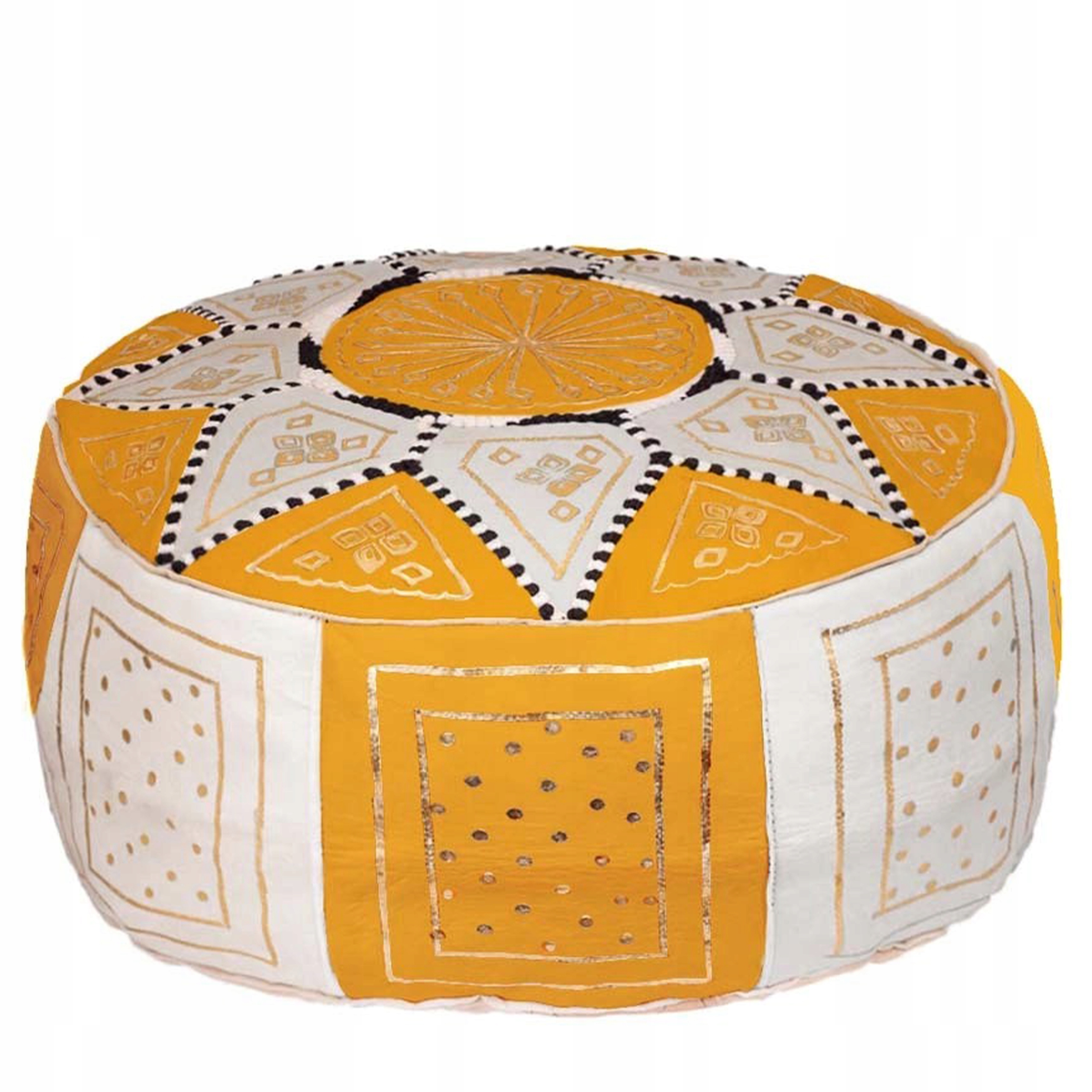 Pufa Taburetka Kožená S Maroko Dekoračná Prírodná Originálna