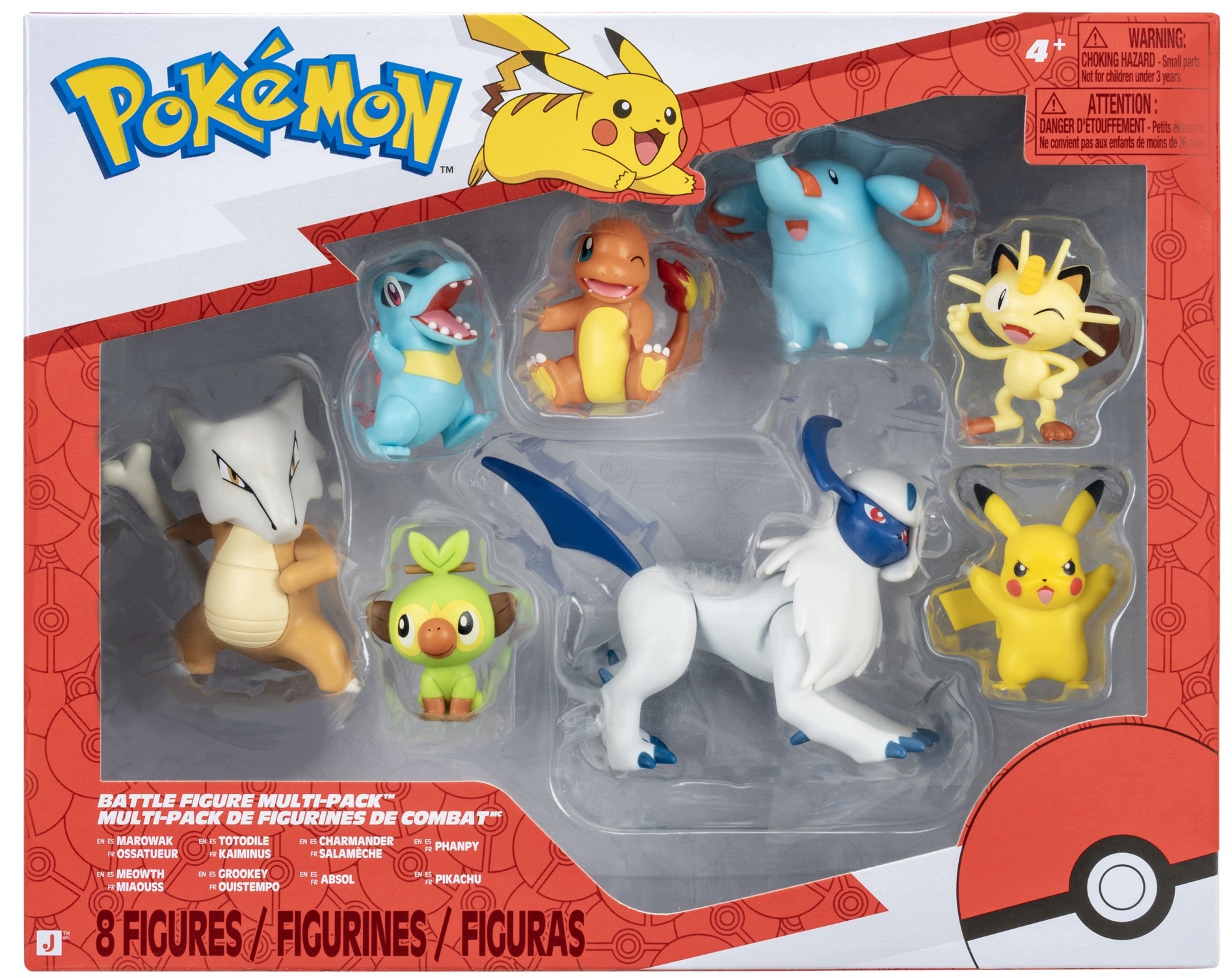 Pokemon Zestaw 8 figurek PKW4568 Totodile Marowak Pikachu Grookey Absol