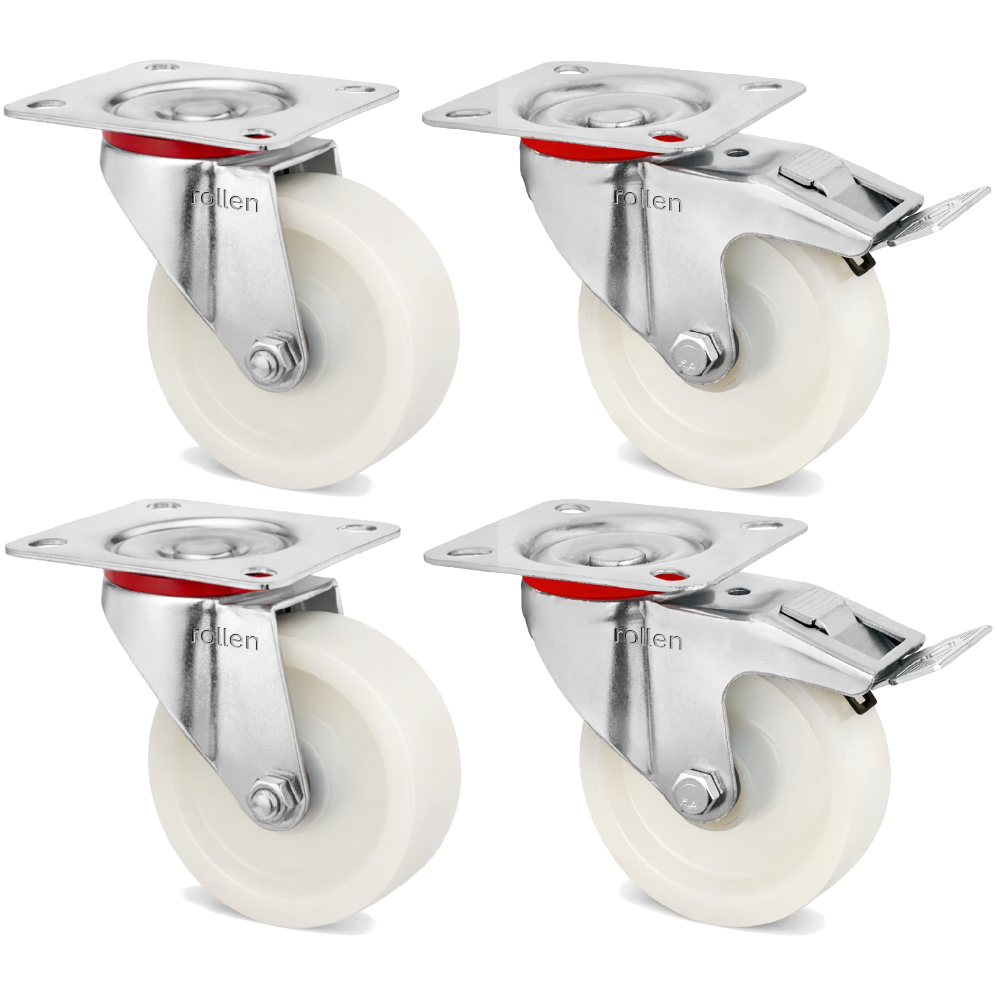 Koła Obrotowe Zestaw Jezdny 125mm 720kg Kółka Transportowe Skrętne Hamulec