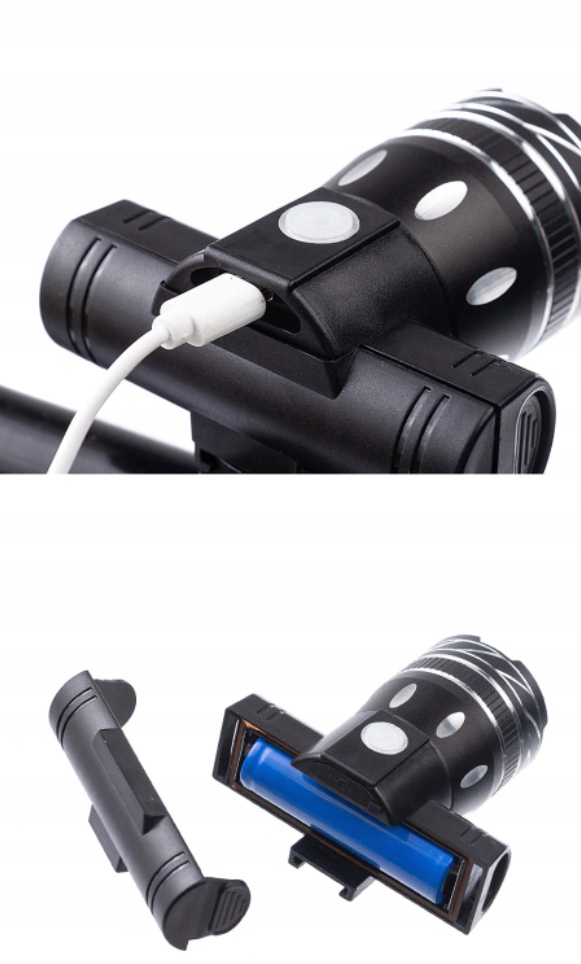 LAMPKA LATARKA LED USB ROWEROWA MOCNA WODOODPORNA 1500LM XML-T6 CREE Liczba trybów świecenia 3