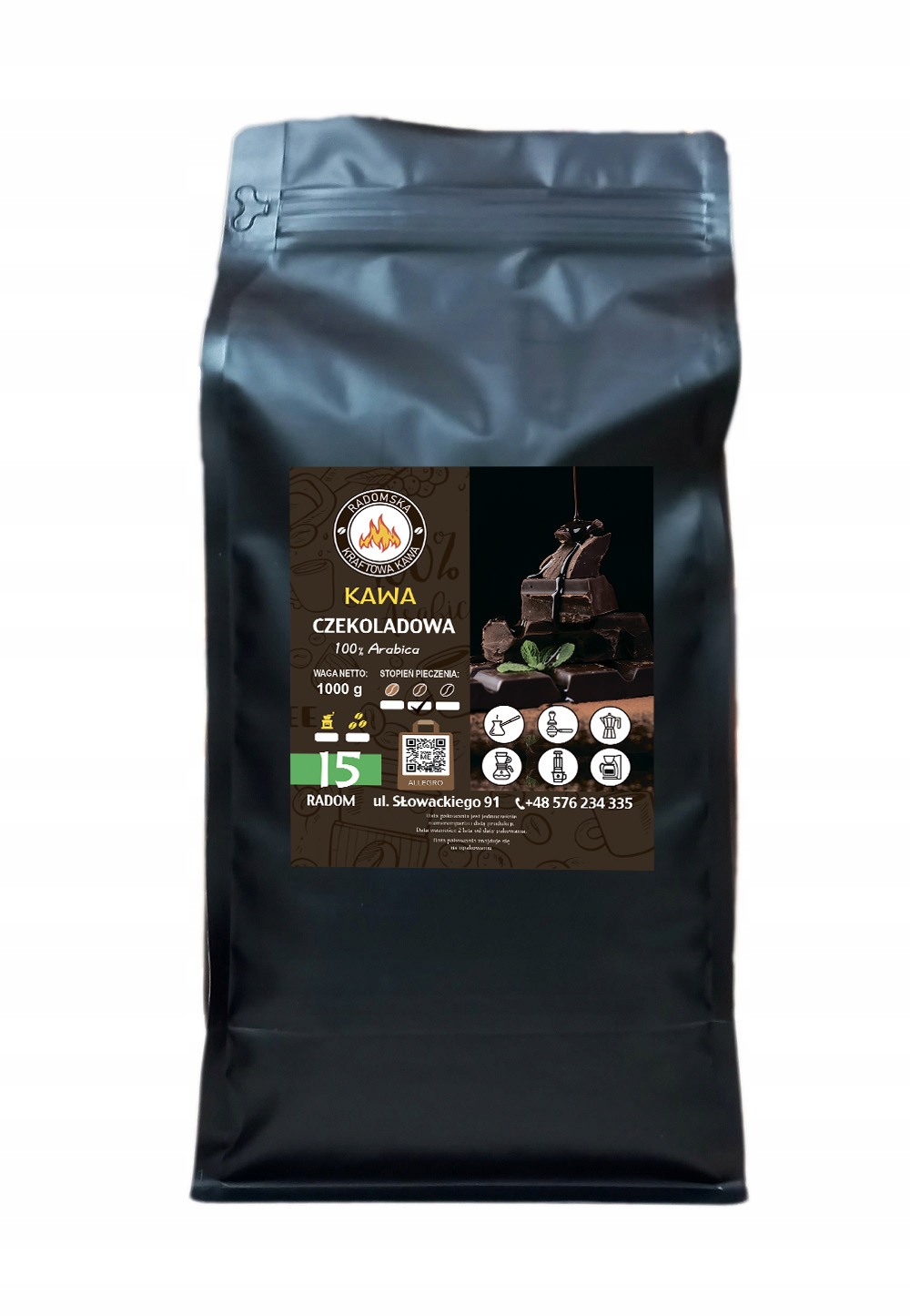 Levně Káva ochucená čokoládovou příchutí 1000 g Arabica 100%
