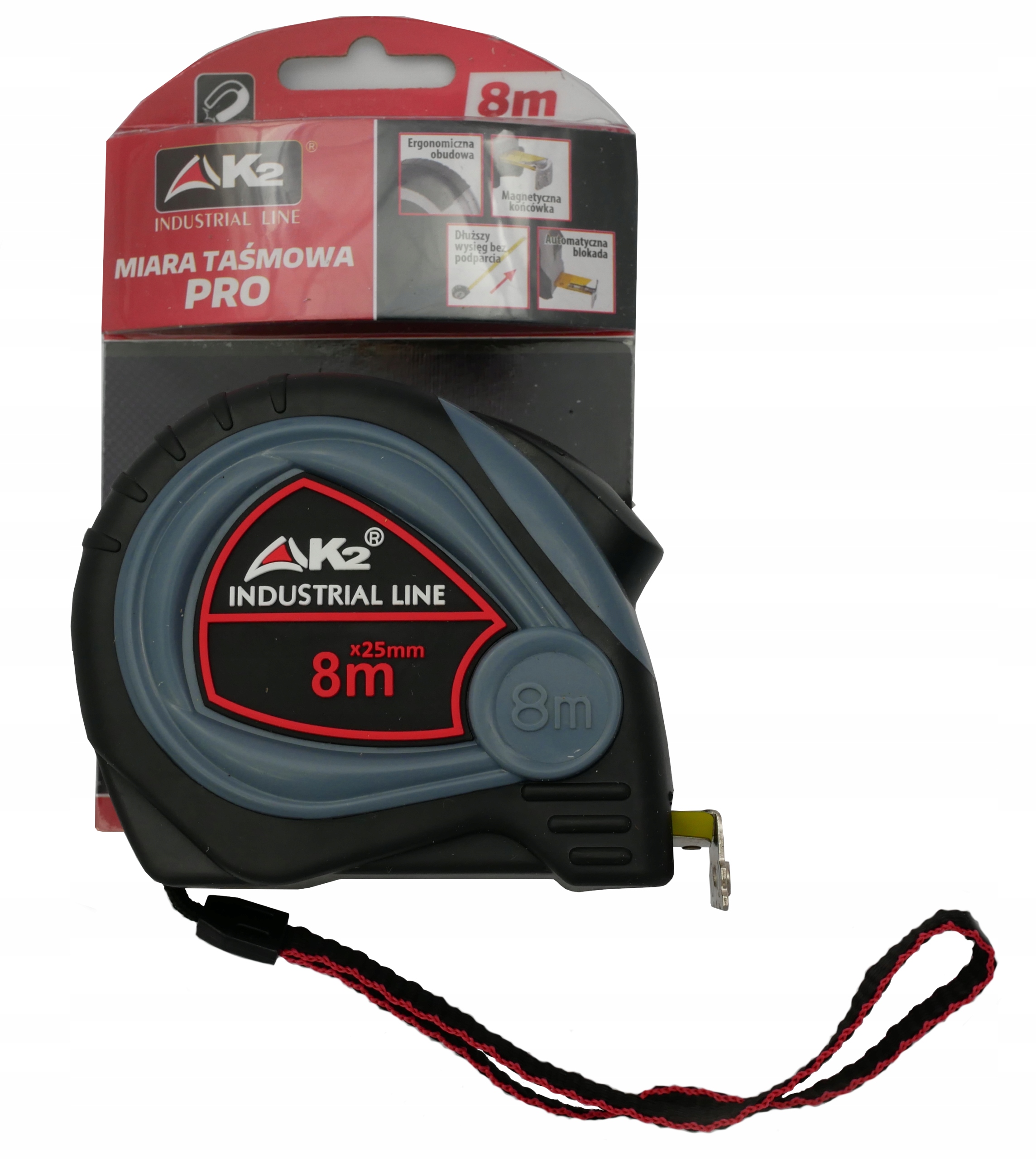 Miara taśma magnetyczna miernicza 8m PRO zwijana