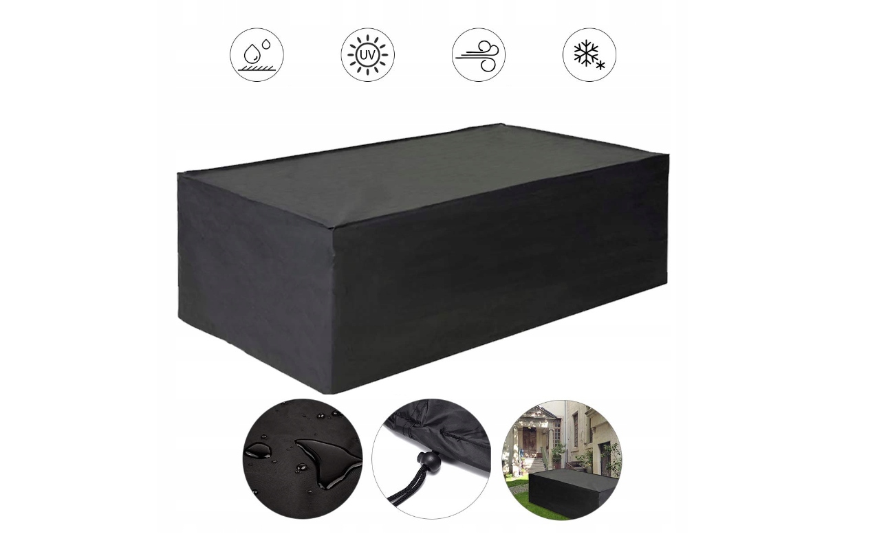 Pokrowiec ogrodowy na zestaw 315 x 160 x 74 cm czarny wodoodporny EAN (GTIN) 742186980300