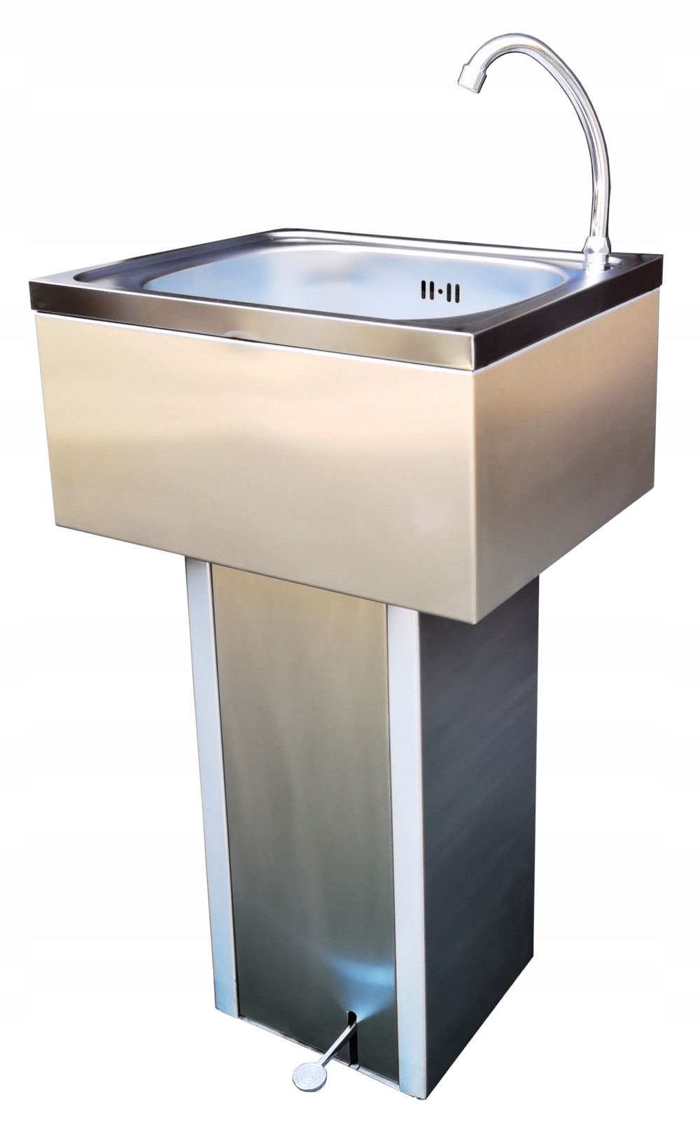 Umyvadlo spouštěné nohou. Stojící nerezová ocel