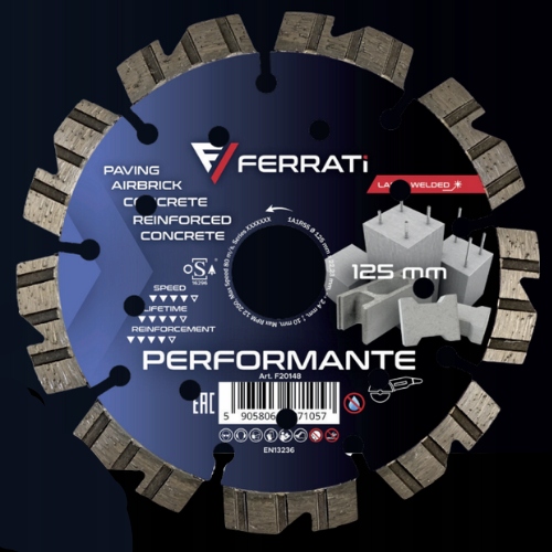 Tarcza diamentowa tnąca Ferrati 230 mm do betonu Ø 22,2 mm