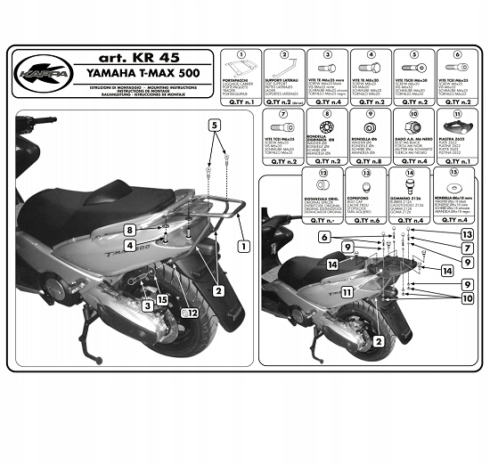 Kappa centrálna konštrukcia Yamaha T-max 500 01-07 KR45