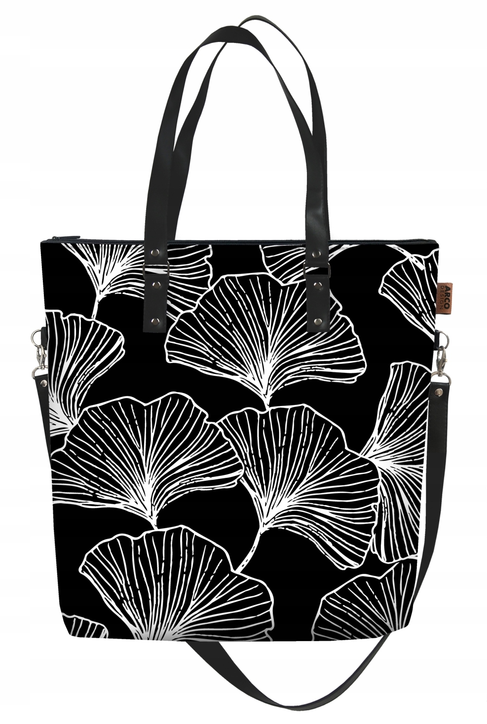 Velká taška Bertoni prostorná shopper kapsa na notebook Maxa s potiskem Ginkgo