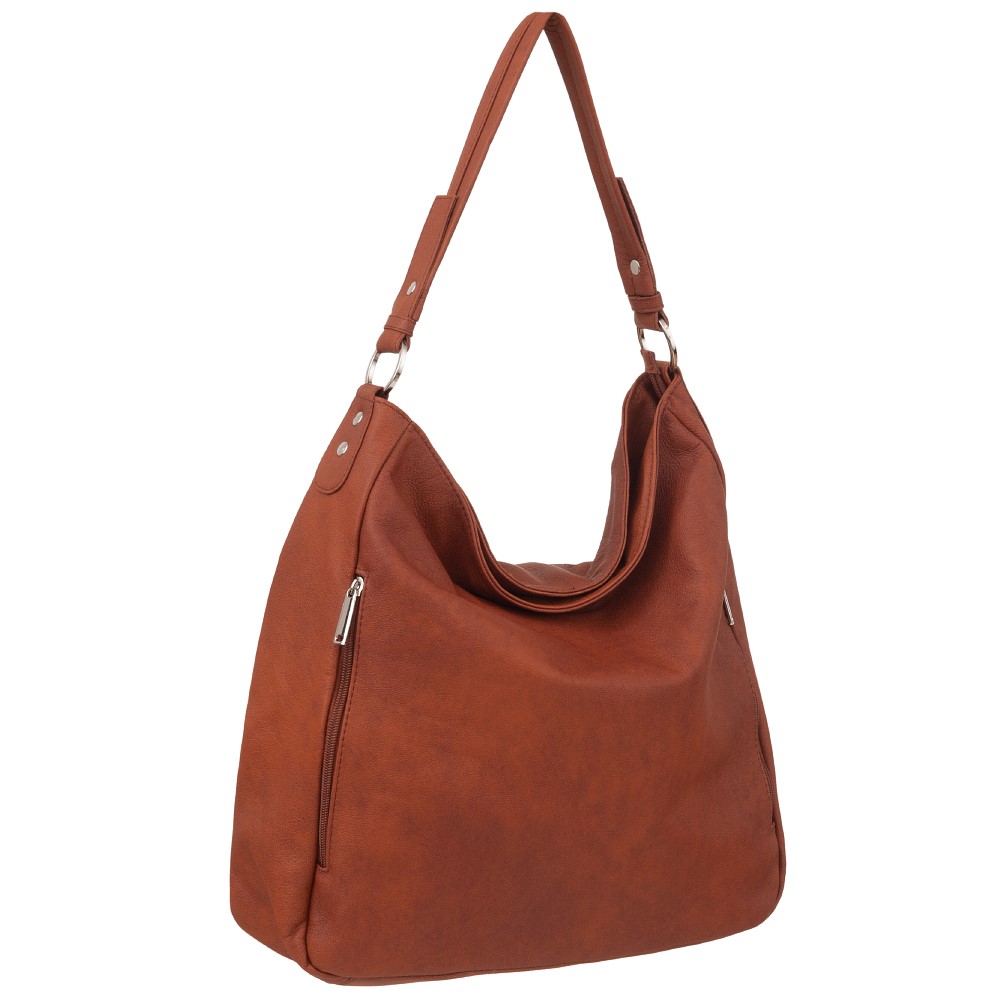 CAMEL RUDA SKÓRZANA torebka WŁOSKA MIĘKKA SKÓRA A4