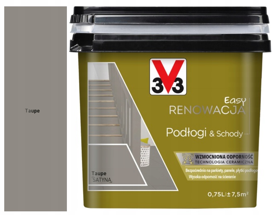 Farba V33 Podłogi i schody Easy Renowacja Taupe satyna 0,75L