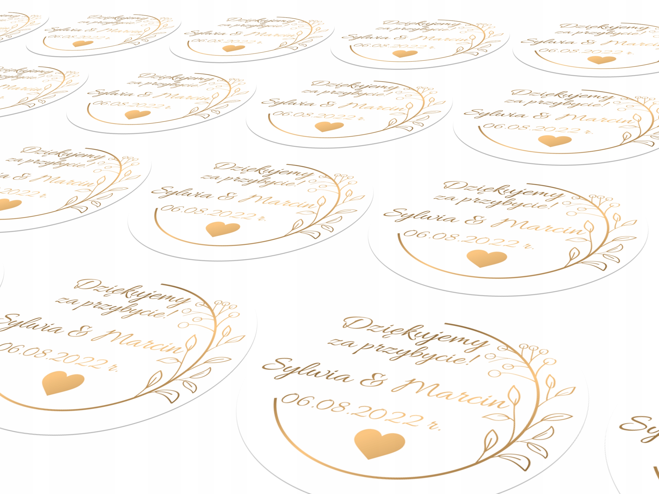 Naklejki ślubne Dziękujemy, ślub, Naklejki Personalizowane, 100 szt, 5cm