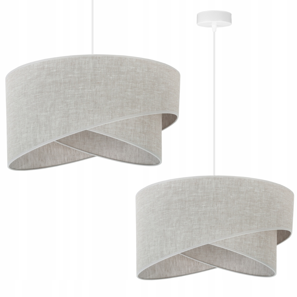 Závěsná Stropní Lustrová Lampa S Lněným Stínidlem, Béžová, Boho, Do Obývacího Pokoje