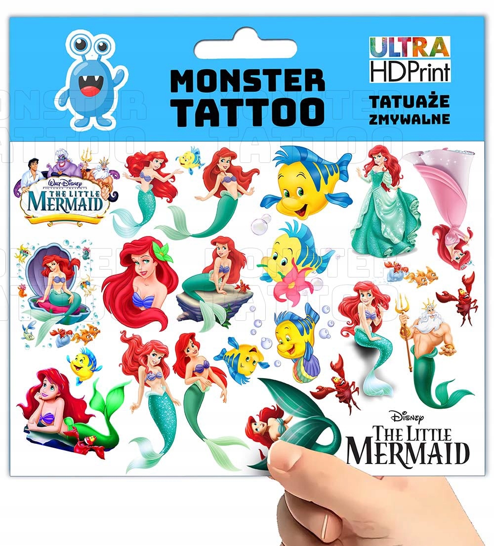 TATUAŻE ZMYWALNE DLA DZIECI MAŁA SYRENKA ARIELKA WZORY ORYGINALNE Marka Inna
