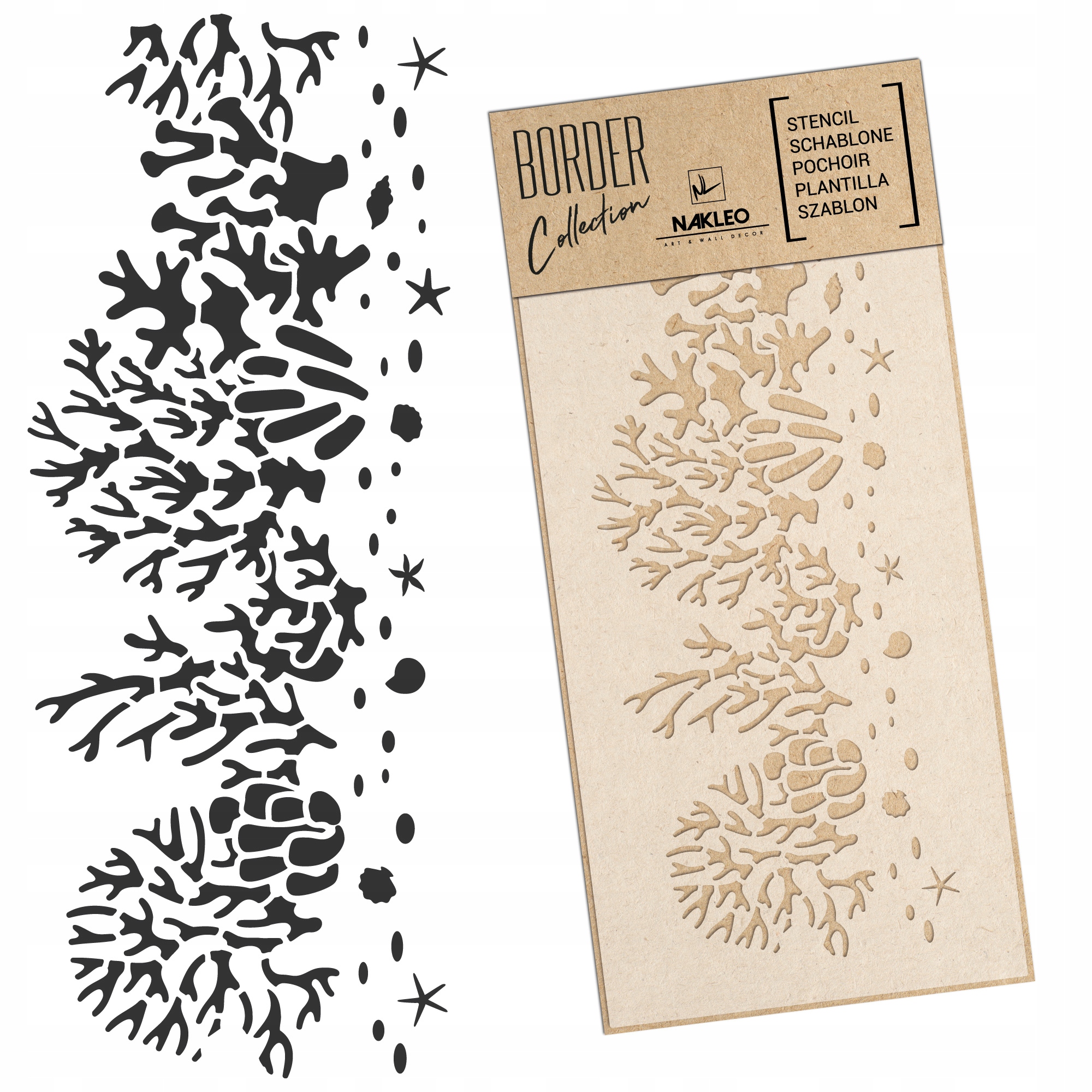 Malířská šablona Bordiura Opakovaně Použitelný 45x95 cm Mořský Korálový Útes Dekor