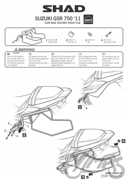 STELAŻ DO SAKW PÓŁSZTYWNYCH SHAD DO SUZUKI GSR 750 Numer katalogowy części WZMOTO.PL IS15M17289