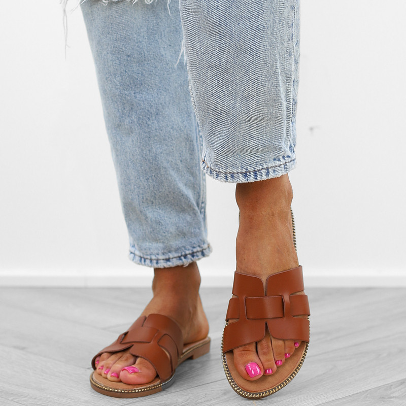 Camel brązowe klapki damskie lekkie eleganckie sandały WS9039 r.38 Rozmiar 38