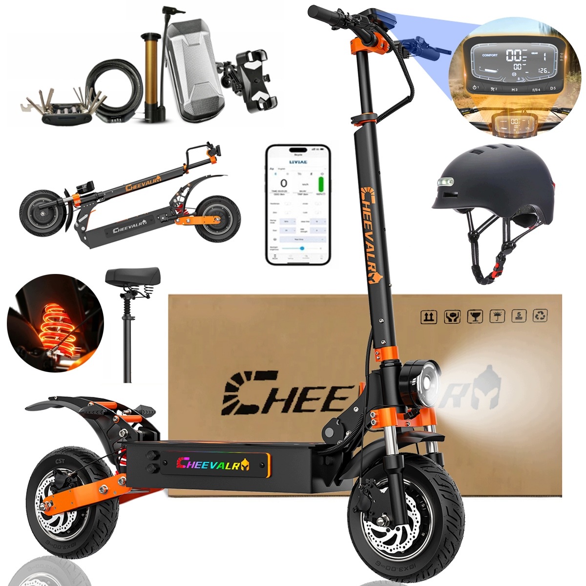 Pojazd elektryczny Cheevalry S10 3200W 52V36AH 70KM/H Dvojitý motor 130 km